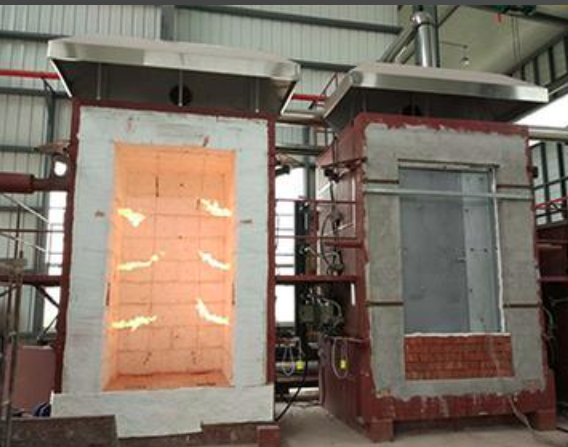 Medium Dimension Fire Test Furnace Equipped for Standard Fire Endurance Testing of Construction Assemblies and Building Elements