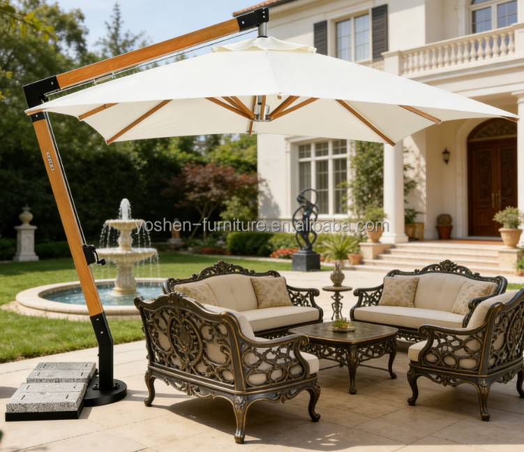 Commercial Cantilever Umbrella with Heavy Duty Windproof Aluminum Frame for Hotel Patio Outdoor Use