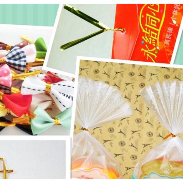 Оптовая продажа 6-15 см Золотые и серебряные кабельные галстуки, хлебные пищевые подарки цветные кабельные галстуки, уплотнительные веревки с крутящимися галстуками