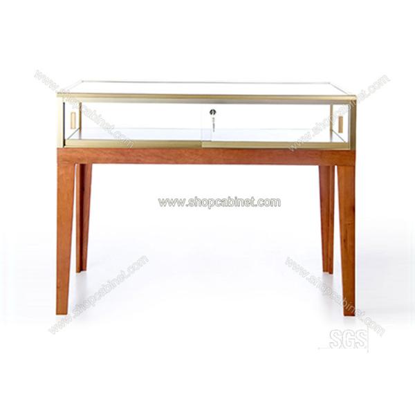 custom store free standing lockable wooden glass display cabinet/wood display cabinet/glas