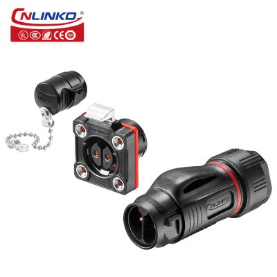 CNLINKO M20 2pin Waterproof IP68 Connector PBT  Industrial Plug Socket Male Female Quick Electrical AC Power Adapter Connectors