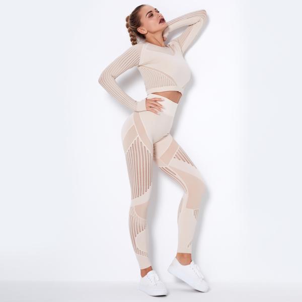 Activewear женщин 300gsm устанавливает с одеждой йоги сетки спортзала отверстия большого пальца руки устанавливает