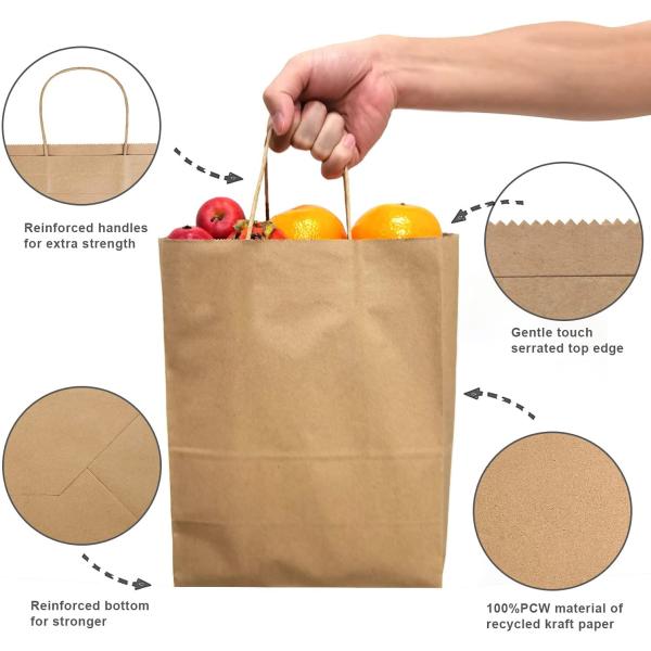 Compostable Brown Flat Bottom Kraft Paper Shopping Bags Packaging Bulk
