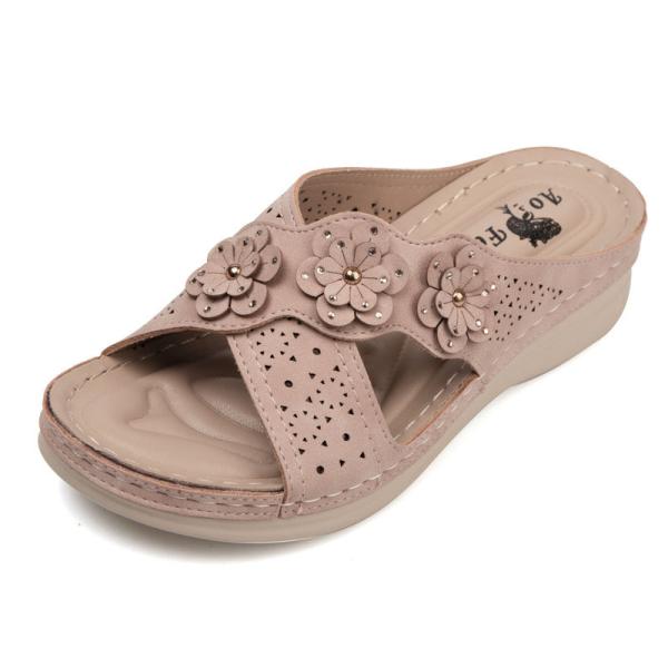 BS069 Amazon 2021 New Cross-Border Ladies Slippers Summer Flowers Vacation Leisure Beach Sandals