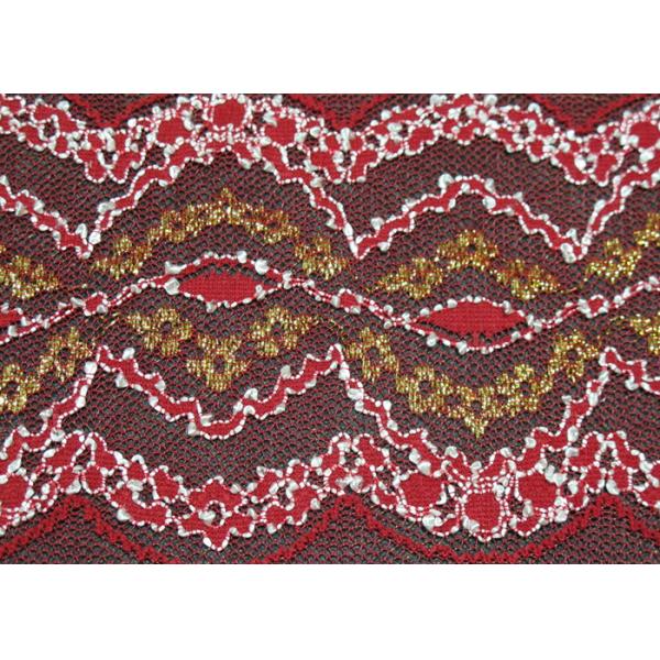 Elastic Lingerie Metallic Eyelet Lace Fabric , Anti-Static And Multi Colored
