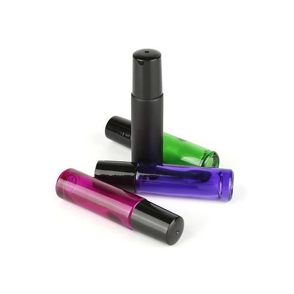 Bouteille d' huile parfumée rose noir vert violet coloré vide en rouleau 3 ml 5 ml 8 ml 10 ml 15 ml avec couvercle