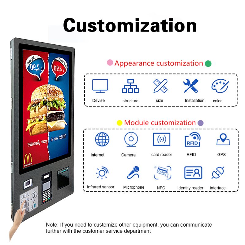 32 Inch ADA Compliant Wheelchair Accessible Height Adjustable Self Service Kiosk withTouchscreen Interactive Terminal