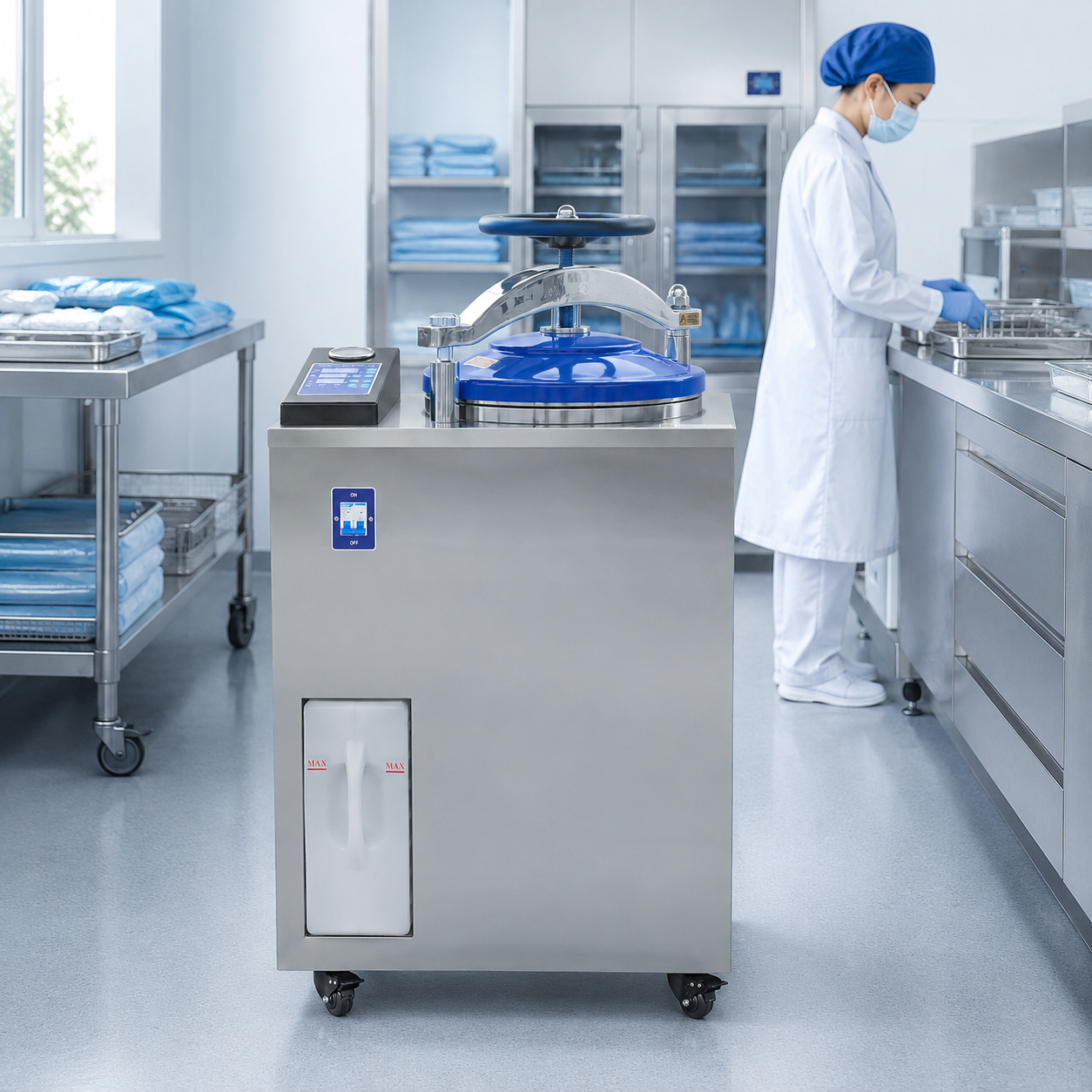 Cenlee OEM Laboratory Internal Cycle Steam Sterilizer 35-100L SUS304 116-134°C Digital Control Vertical Autoclave