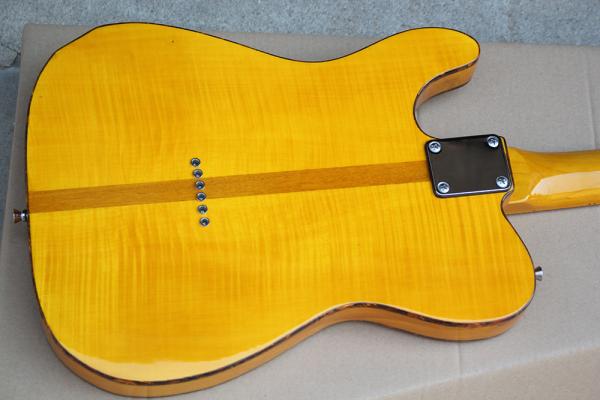 Custom Wholesale Yellow Body Electric Guitar with Red Tortoise Pickguard,Yellow Maple Fretrboard