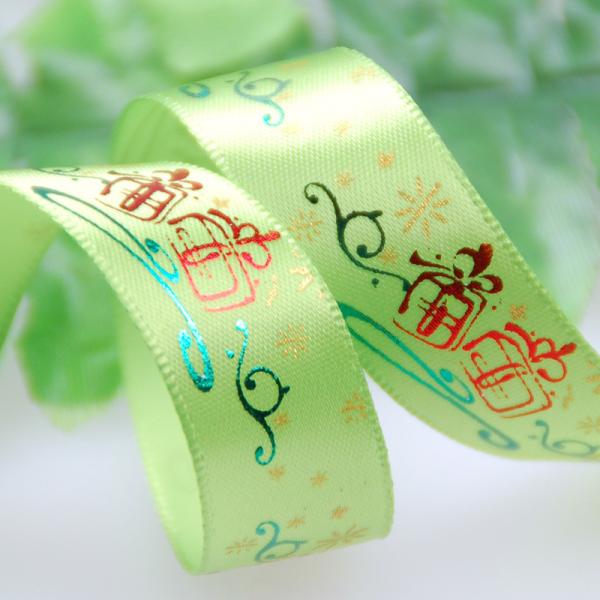 Polyester Bespoke Foil Printed Ribbon for Christmas Gifts Packaging Deco.