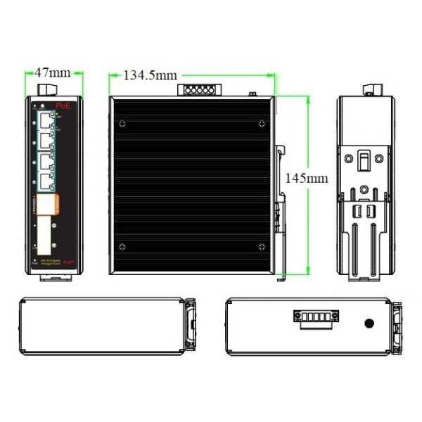 6-port Gigabit L2+ Managed Industrial PoE Switch with IEEE 802.3af/at Support