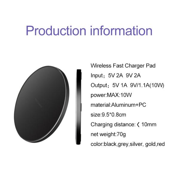 Simple and Fashion Design Wireless Fast Charger, Safe and High Quality Wireless Charger Pad