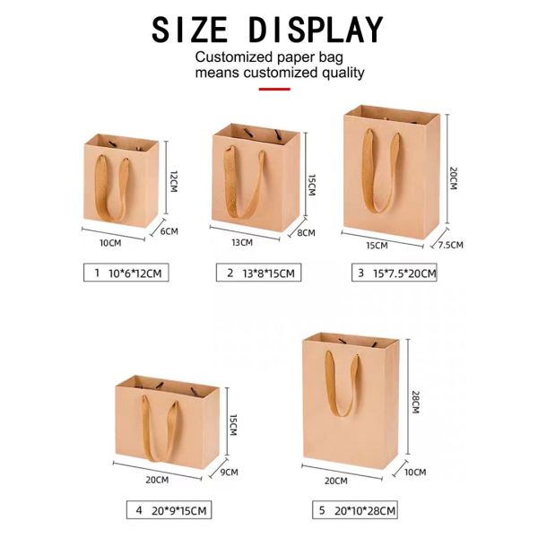 Recyclable Kraft Apparel Cardboard Shopping Bag Brown Takeaway Bag