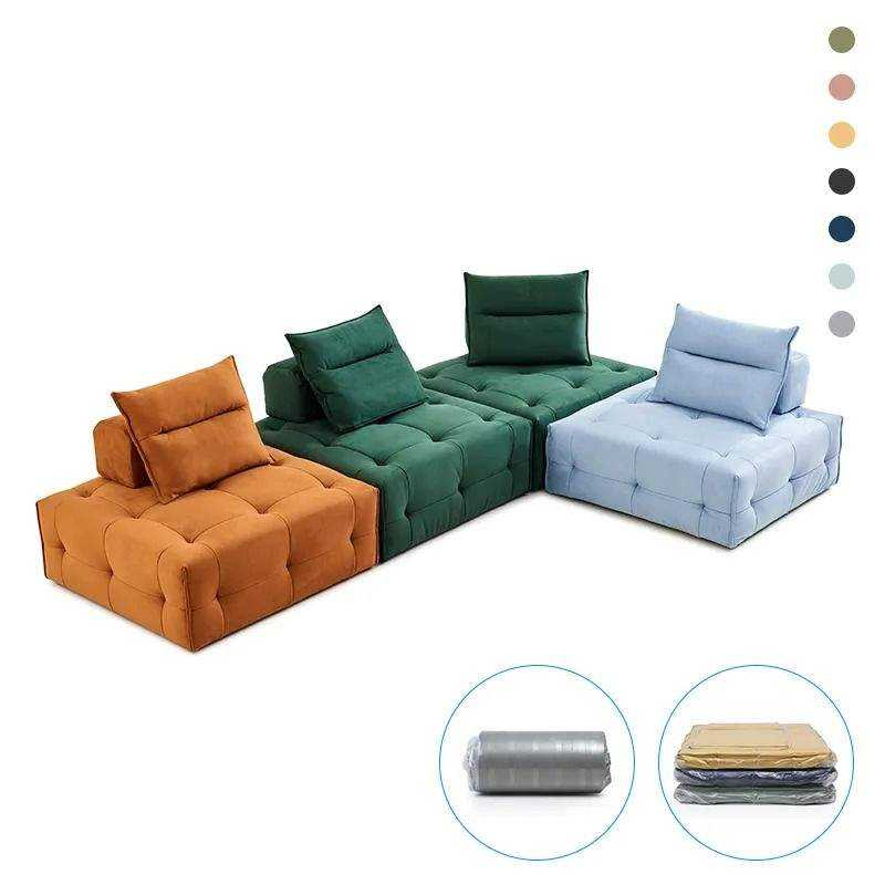 Modern Simple Frameless Square Sponge Sofa Compressed Cube Modular Sectional Bed for Villa Vacuum Combination