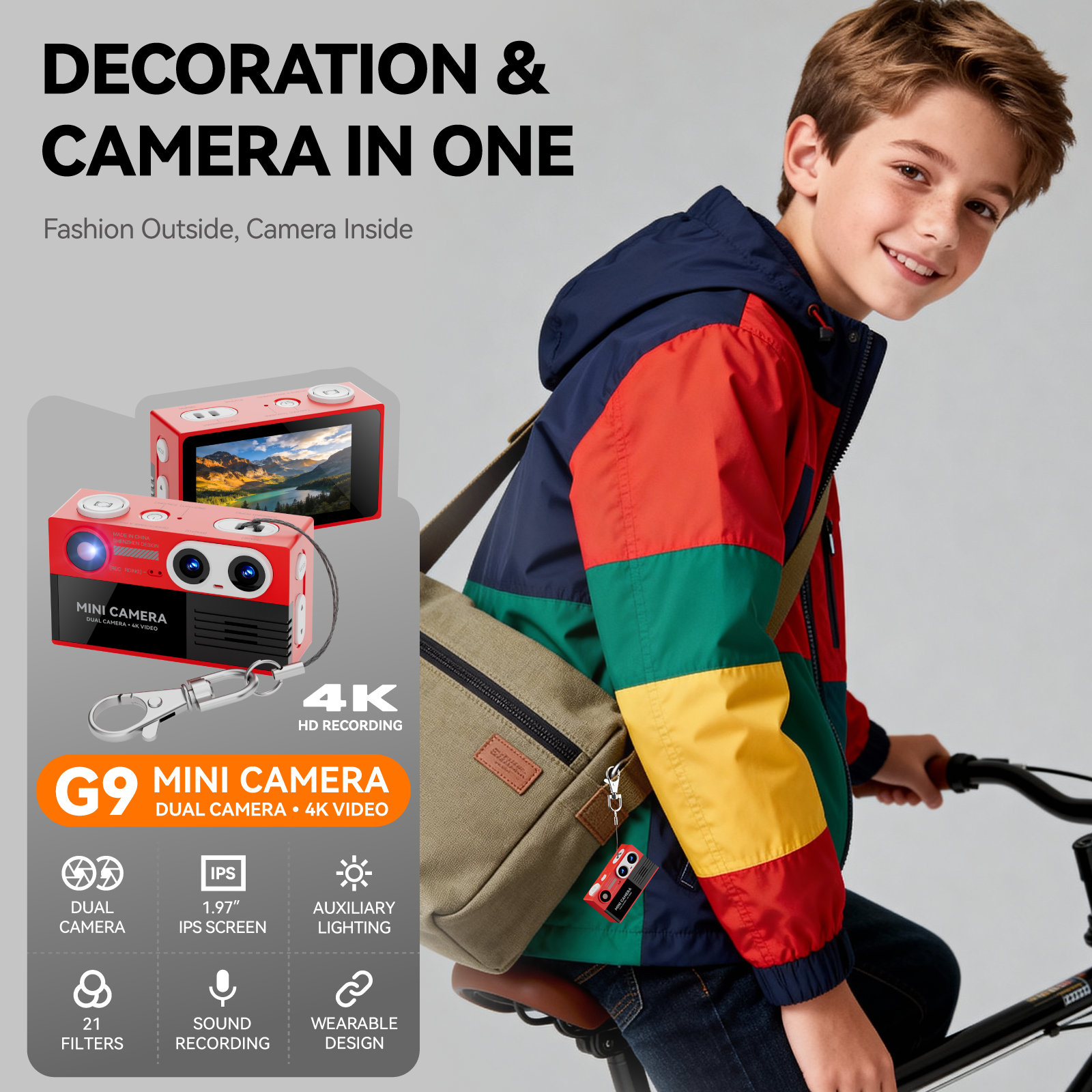 2026 Dual Camera 4K HD Recording Mini Camera G9 TFT Screen