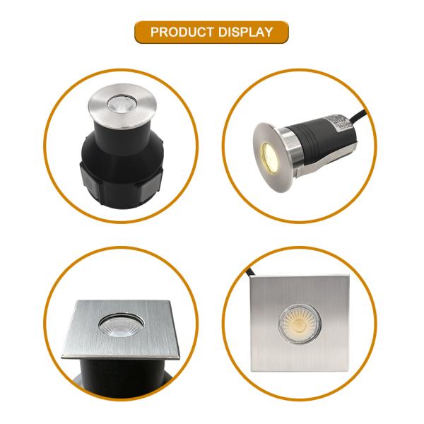 Встроенный IP67 подземный свет низкое напряжение 1W 3W 3000K DC24v Круглая квадратная форма с передней крышкой из нержавеющей стали