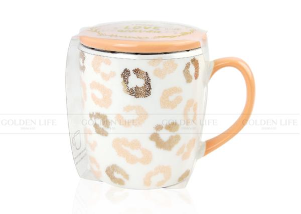 Printable Custom Coffee Mugs Ceramic House Use Lipstick Gold Dots Styles With Lid