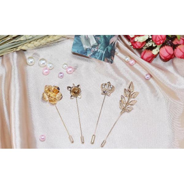 Men's Metalic Gold Flower Lapel Pin/Shirt Stud Brooch Golden, Gentleman's Essentials Premium Handmade Flower Lapel Pin