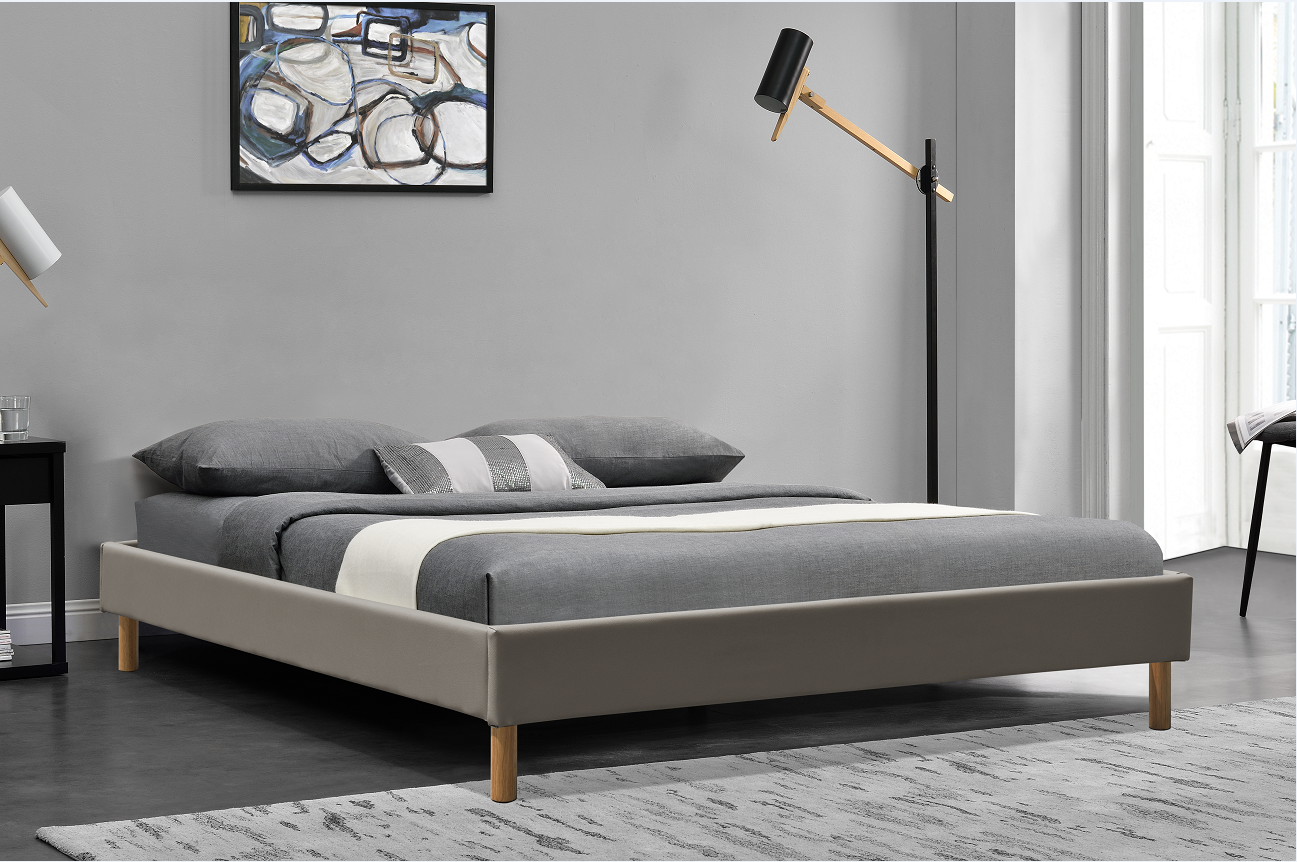 Современного кожа 140x190Cm короля Собирать PU кровати платформы короля Обивать