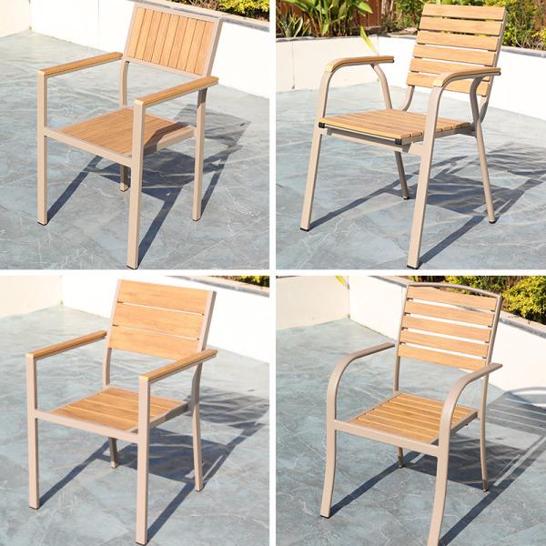 Modern Plastic Wood Garden Tables and Chairs Outdoor Furniture Set for Hotel Patio Dinning
