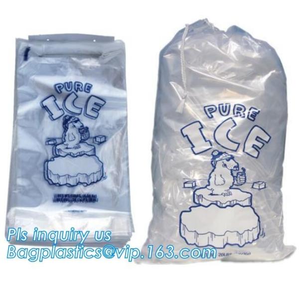 LDPE ice bag on roll, eco-friendly Wicket ice bags, HDPE/LDPE ice packing freezer bags on roll, summer cooler ldpe plast