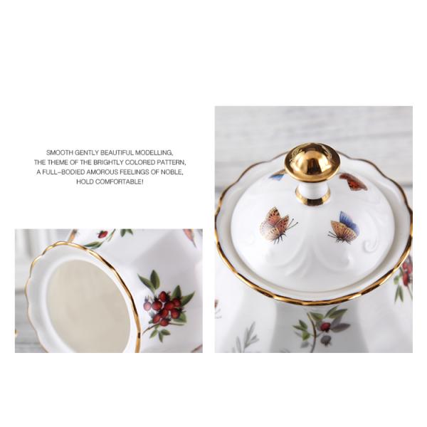 Floral 6.7oz Tea Cup 1400ml Teapot Bone China Coffee Serving Set
