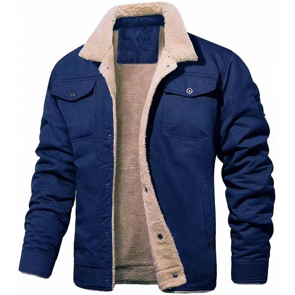 NO Seamless Fusing Men's Winter Coat with Cotton Fleece Cargo and Print Pattern