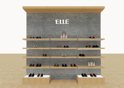 Mix Version Men's Shoe Shop Display Stands Wooden Shelves With Custom LOGO