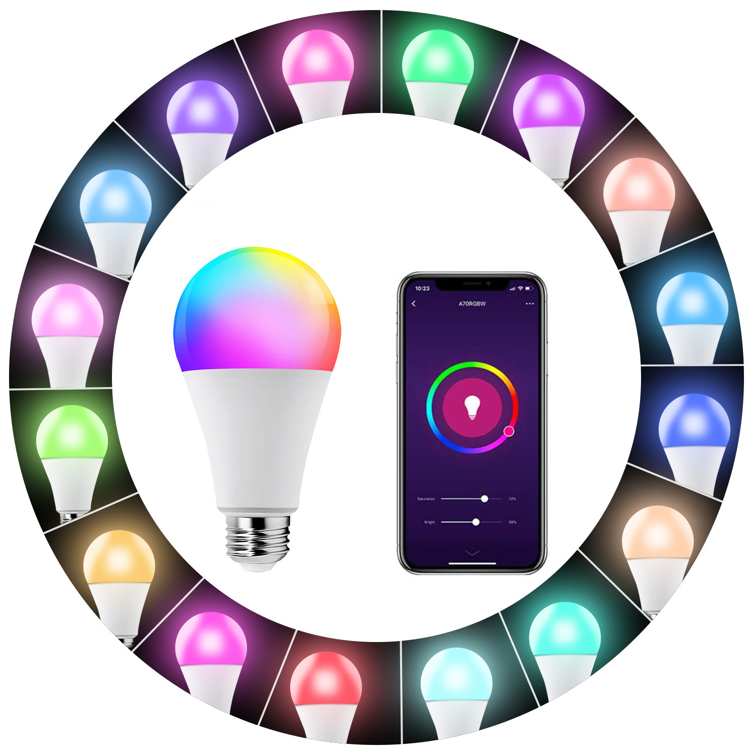 Работы шариков СИД Dimmable E26 умные WiFi с Alexa гуглят домашнее 2700K-6500K RGBWW