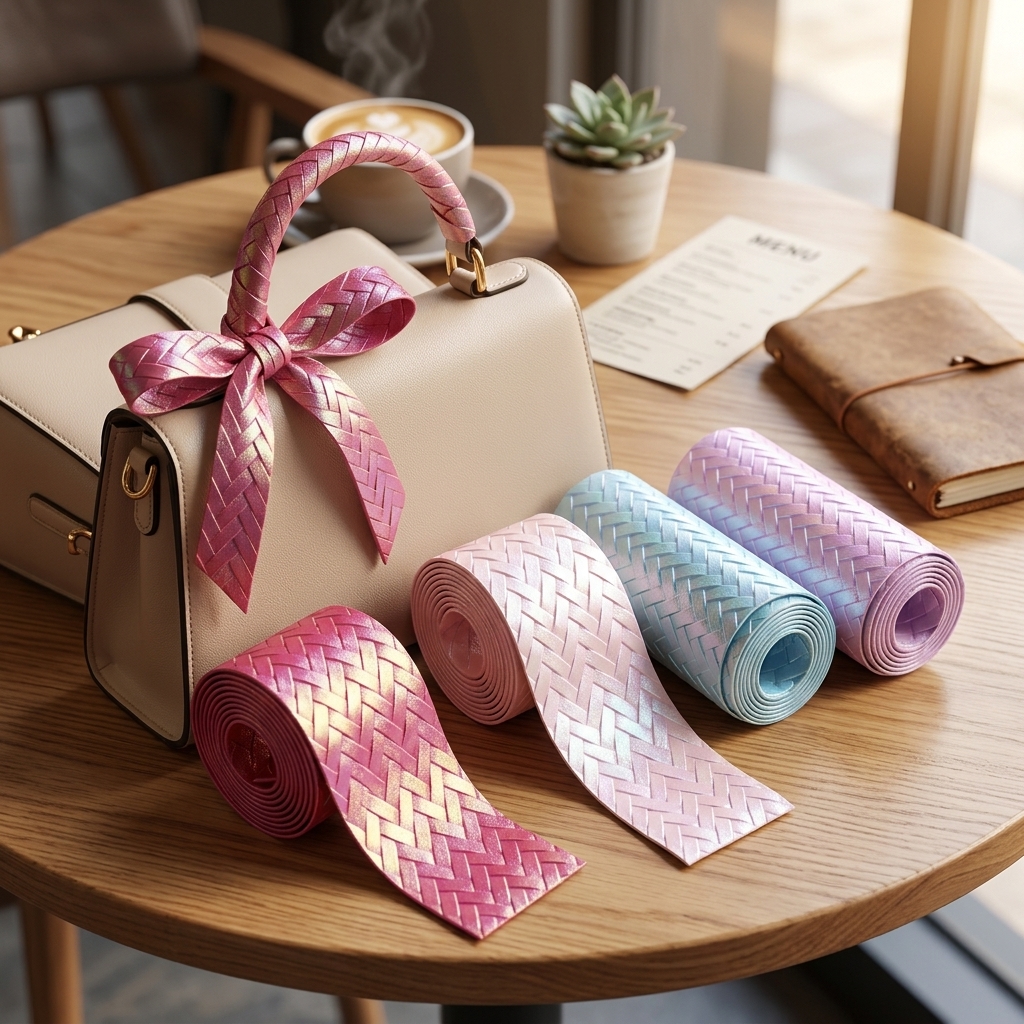 Wholesale Iridescent Woven PU Leather Roll for Garment Accessories and Shoe Bag Lining