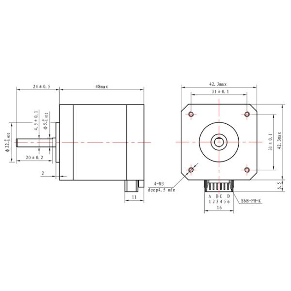 NEMA 17 42x42mm 3D Printer Stepper Motor 1.8A 0.52Nm Torque