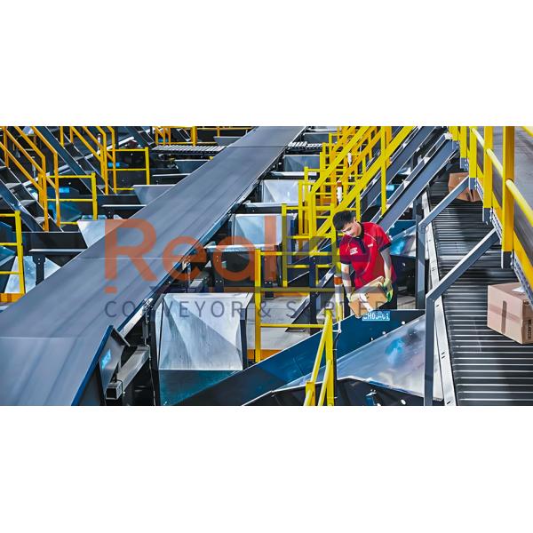 Metal Narrow Belt Sorter Sorted Foam Boxes / Woven Bags / Flexible Packages