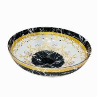 Round Shape Ceramic Basin Vanity Top Gold Color Vessel Decorative Bathroom Durable Lavatory