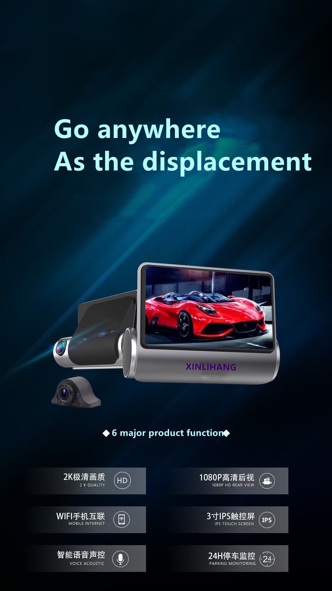Full HD 2K Режим парковки Видеорегистратор Непрерывная запись 60 Гц