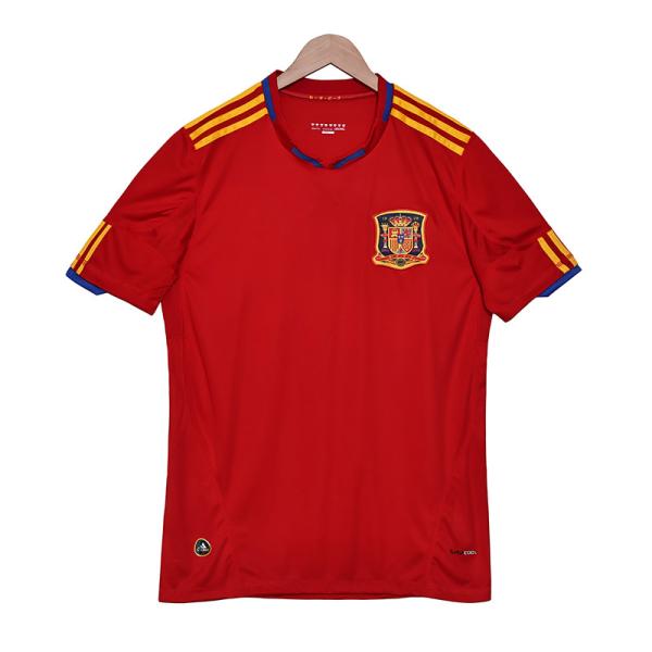 Espagne Retro Jersey 2010 Coupe du monde Maison de football Jersey classique Design rouge et jaune