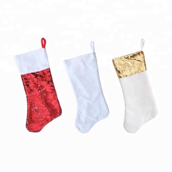 Custom Christmas Ornaments Sublimation Sequin Stocking Christmas Stocking Sublimation Blanks 45*20cm