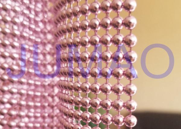 Pink Steel Ball Curtain , Architectural Decorative Ball Chain Beaded Curtain 