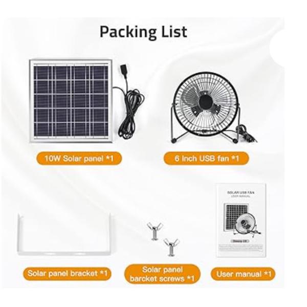 FTB10 Солнечная панель Выхлопный вентилятор 6 дюймов Солнечный вентилятор высокий воздушный поток 2000RPM 36dB