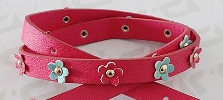 Red PU Flowers Kids Fashion Belts With Studs / Zinc Alloy Buckle 1.5cm Width