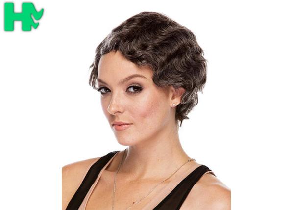 Deep Wave Synthetic Short Wigs Human Hair , Feather Charm Wig