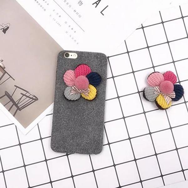 Soft TPU Fiber Colorful Wool Flowers Small Bow-knot Girls Favorite Back Cover Cell Phone Case For iPhone 7 6s Plus