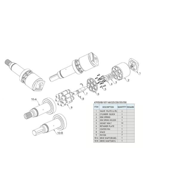 Гидронасос экскаватора разделяет ботинок поршеня вала привода цилиндрового блока плиты клапана А7ВО250 А7В0250