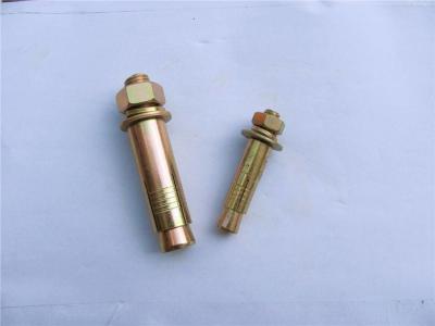 Yellow Zinc M12 Sleeve Anchor Bolt Iron Material With Hex Flange Nut / Flat Washer