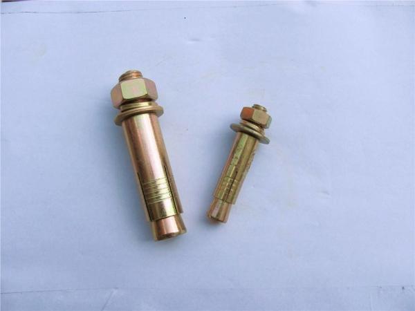 Yellow Zinc M12 Sleeve Anchor Bolt Iron Material With Hex Flange Nut / Flat Washer