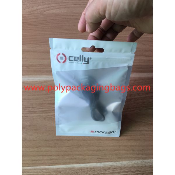 White Plastic Translucent Pearl Film Data Line Zipper Bags 8 Colors Gravure Printing