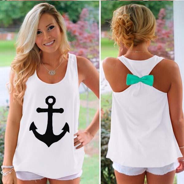 Summer Style Women's Anchor Tanks Top Fitness Debardeur Female Vest Tops