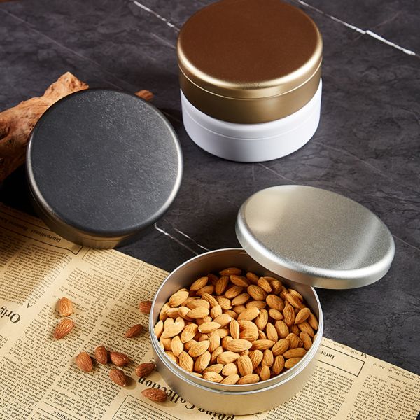 Round Tinplate Cake Tin Cans Matte Finish Food Cookie Candy Gift Box