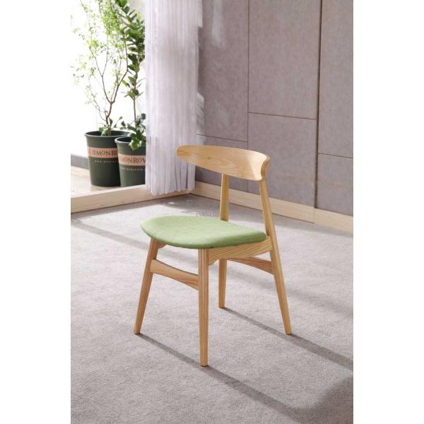 Nordic Design Ash Wooden Upholstered Modern Fabric Dining Chair