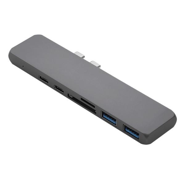 7in1 USB-C Hub Dual Adapter Multiport Card Reader 4K  Type-C For MacBook Pro Dual USB-C PD 3.0 Type-C SD Thunder