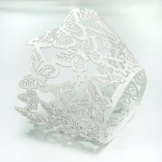 Custom White Novel Laser Cut Decorative Cupcake Wrappers for wedding reception